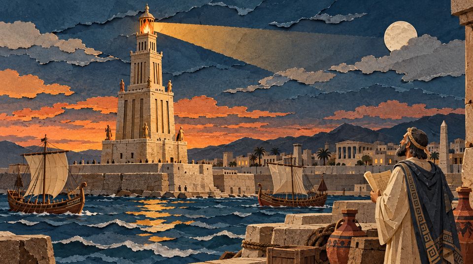 Alexandria, the Pharos lighthouse at dusk