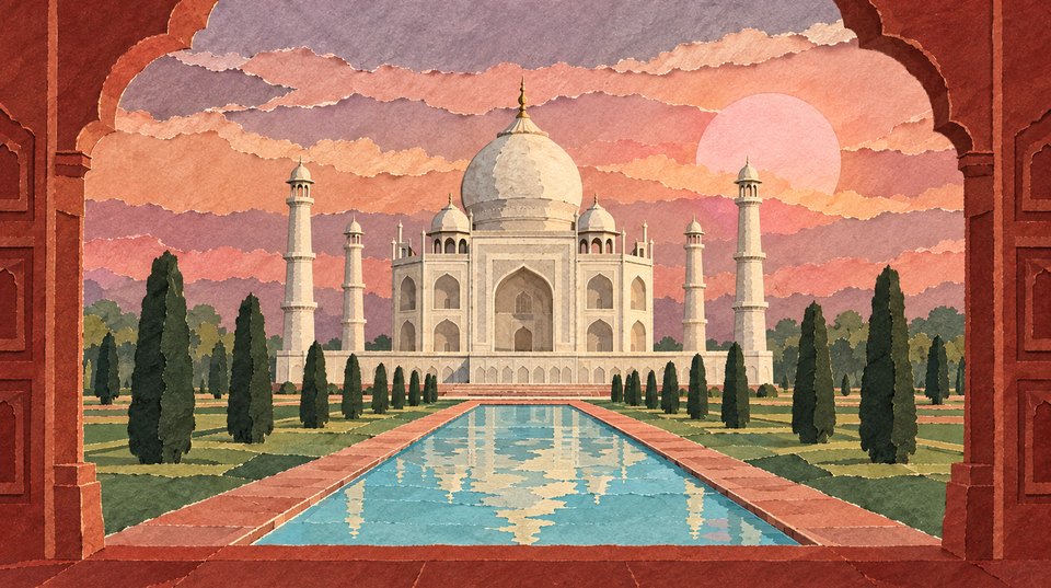 Agra, the Taj Mahal at dawn