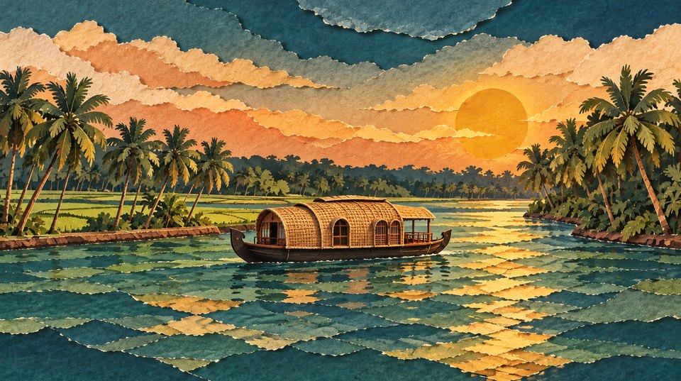 Kerala, the backwaters in the late afternoon