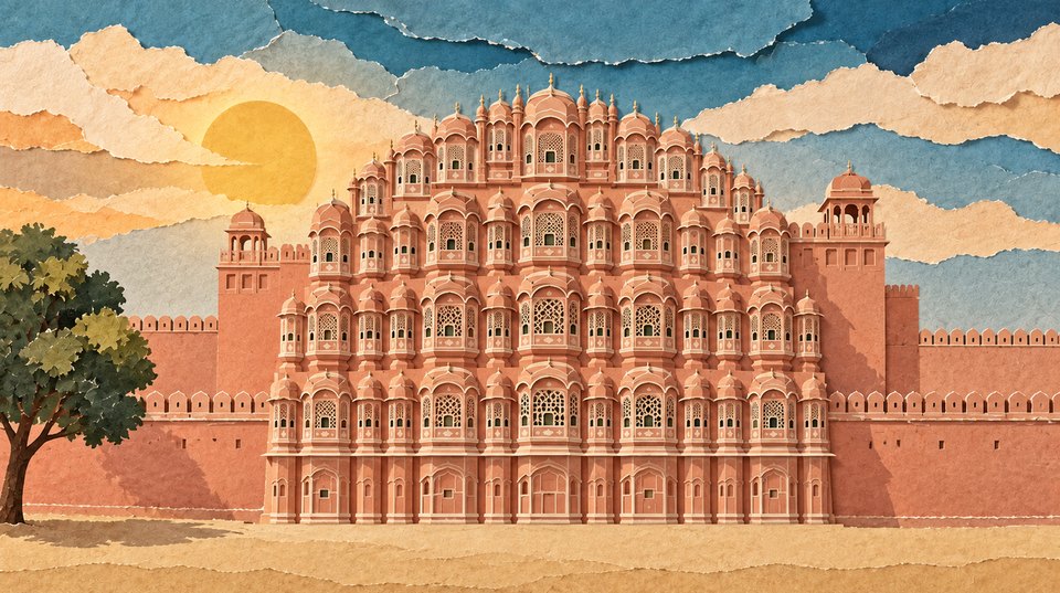 Jaipur, the Hawa Mahal in the morning
