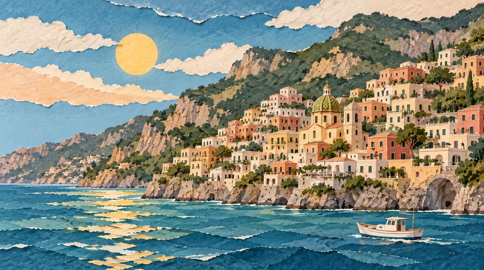 Positano, the Amalfi coast at midday